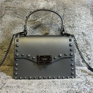 Dark Silver Studded Mini Jelly Purse